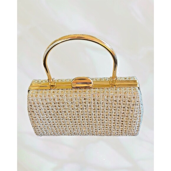 "d'margeaux New York" Women's Gold/Silver/Cream Evening Bag With Chain Strap NWT - Picture 6 of 7